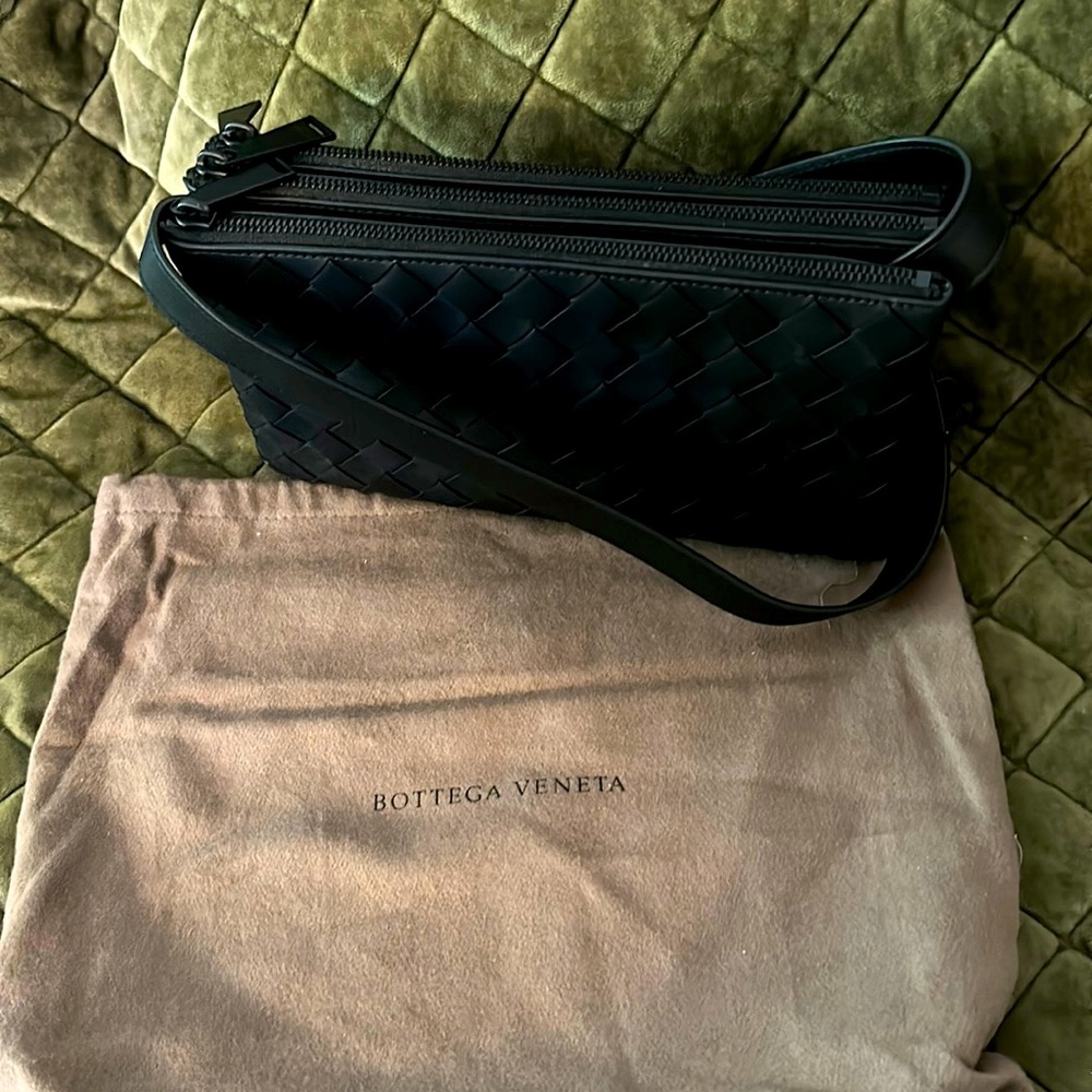 Bottega Veneta Intrecciato Black Leather Trio Bag